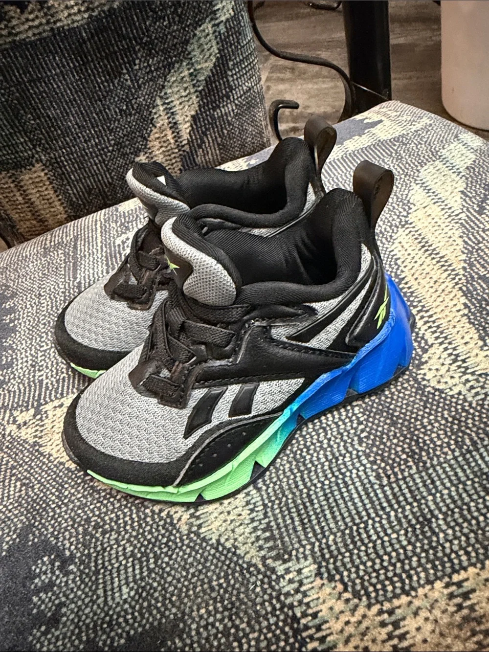 Reebok Kids Gray, Black and Blue Athletic Sneakers